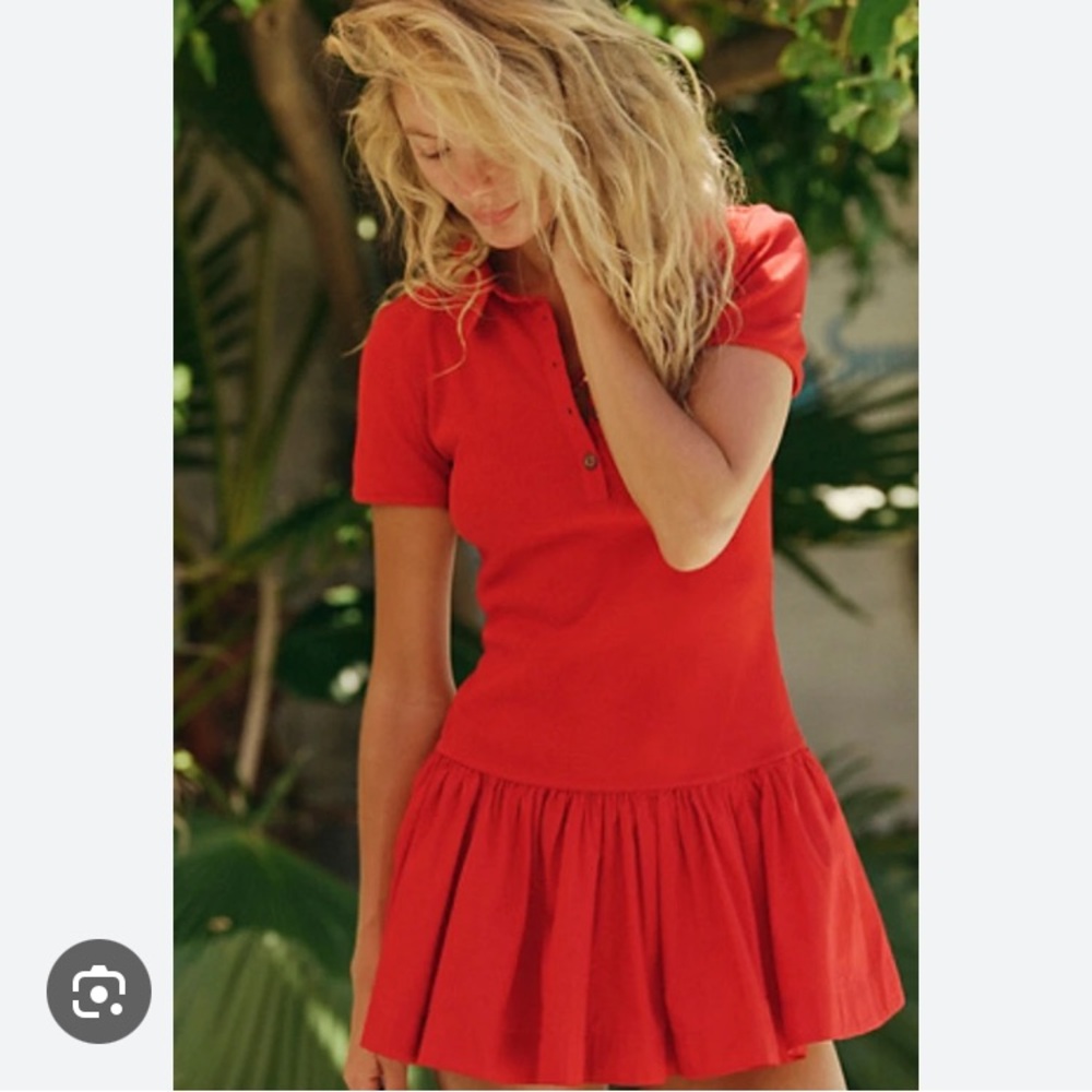 Free People Free-est Collection Red Classic Charm Polo Inspired Mini Dress NWT M - Picture 5 of 15